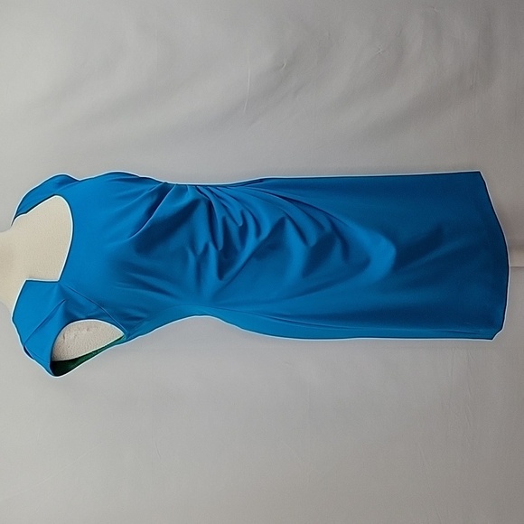 Calvin Klein Ruched Sheath Dress Turquoise Size 12 - Picture 3 of 13